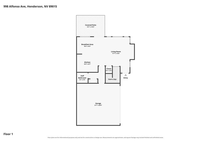 2,005/Mo, 998 Alfonso Ave Henderson, NV 89015 Floor Plan View
