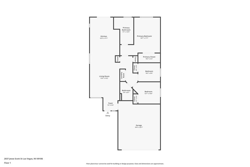 1,640/Mo, 2037 Jesse Scott St Las Vegas, NV 89106 Floor Plan View