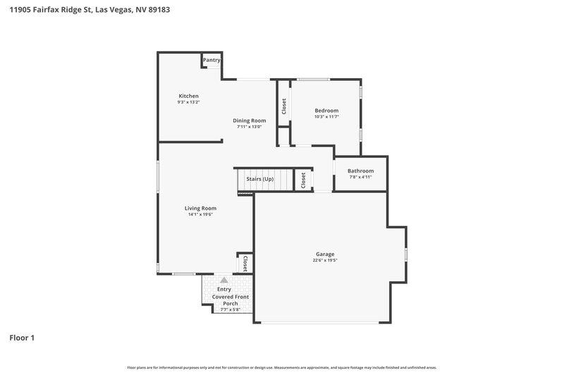 2,500/Mo, 11905 Fairfax Ridge St Las Vegas, NV 89183 Floor Plan View