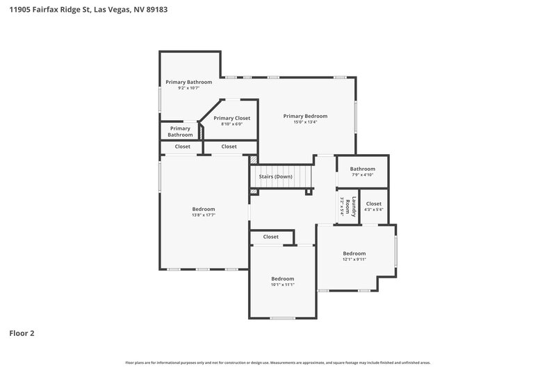 2,500/Mo, 11905 Fairfax Ridge St Las Vegas, NV 89183 Floor Plan View 2