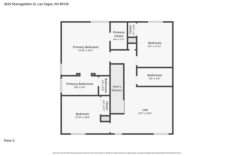 2,225/Mo, 3625 Shanagolden St Las Vegas, NV 89129 Floor Plan View 2
