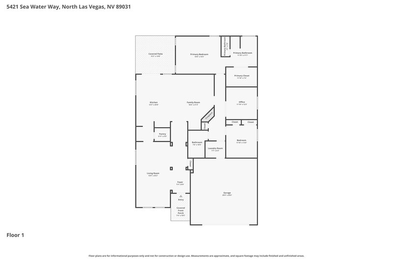 2,080/Mo, 5421 Sea Water Way North Las Vegas, NV 89031 Floor Plan View