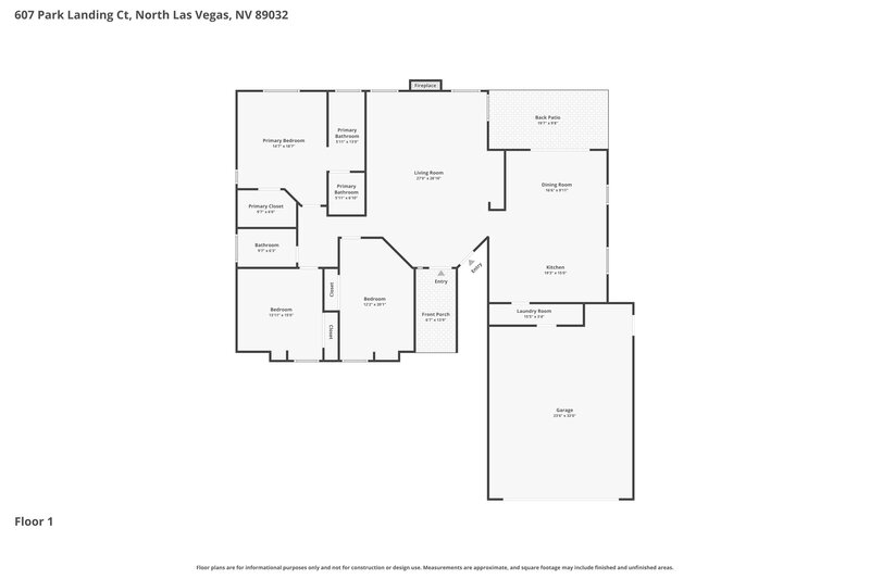 0/Mo, 607 Park Landing Ct North Las Vegas, NV 89032 Floor Plan View