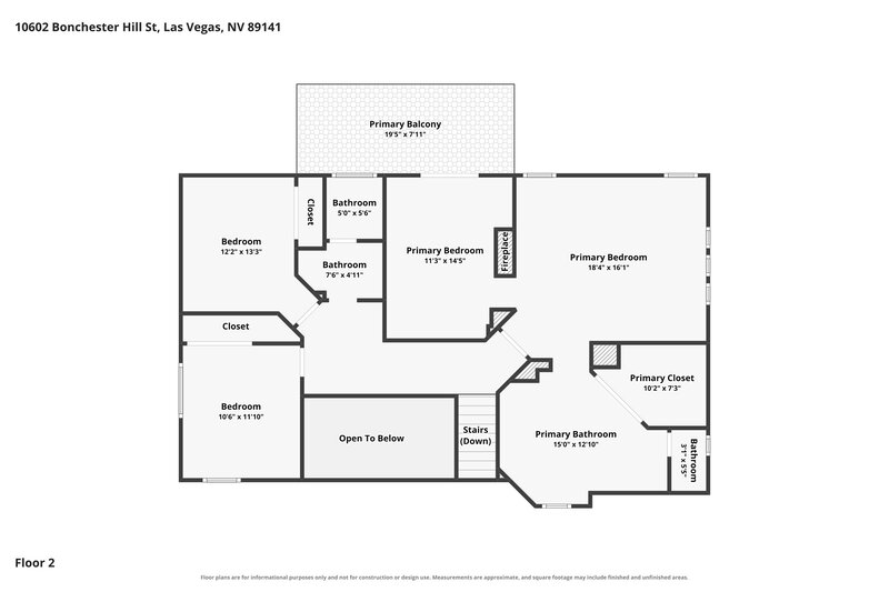 2,815/Mo, 10602 Bonchester Hill St Las Vegas, NV 89141 Floor Plan View 2