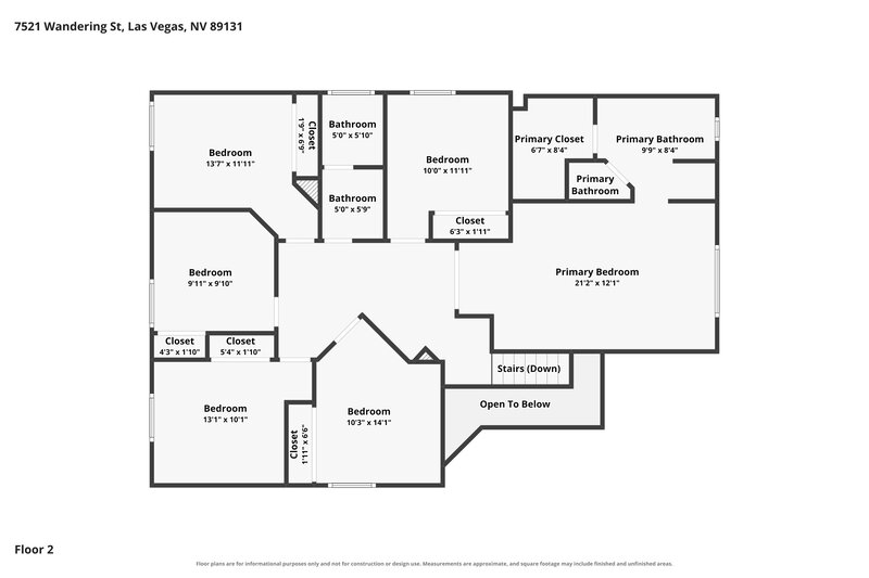 2,375/Mo, 7521 Wandering St Las Vegas, NV 89131 Floor Plan View 2