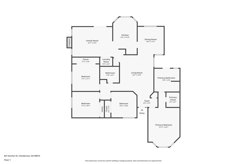 2,105/Mo, 831 Anchor Dr Henderson, NV 89015 Floor Plan View