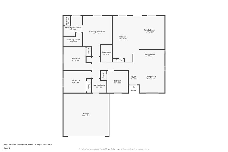 2,030/Mo, 2920 Meadow Flower Ave North Las Vegas, NV 89031 Floor Plan View