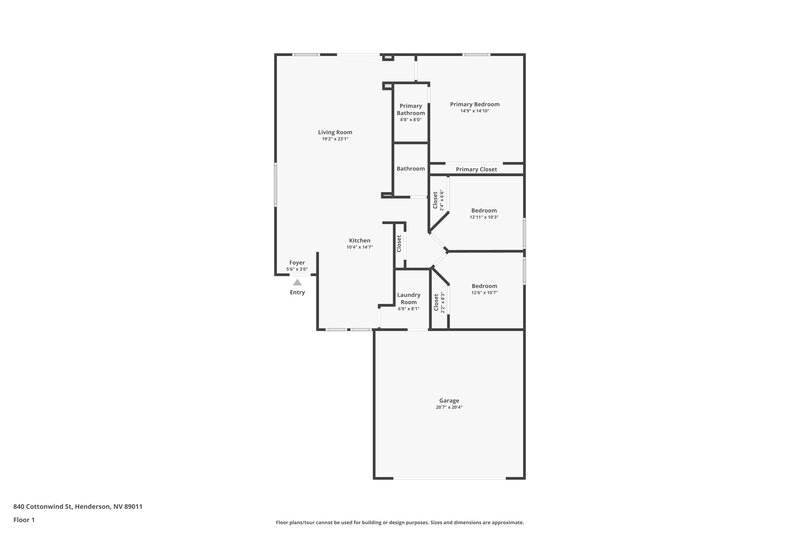 1,865/Mo, 840 Cotton Wind St Henderson, NV 89011 Floor Plan View