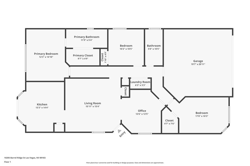 2,270/Mo, 10205 Barrel Ridge St Las Vegas, NV 89183 Floor Plan View
