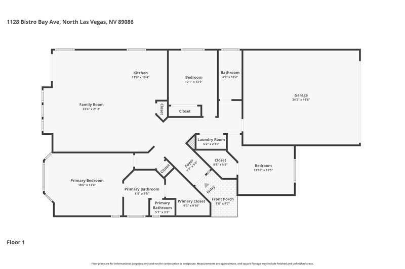 2,075/Mo, 1128 Bistro Bay Ave North Las Vegas, NV 89086 Floor Plan View