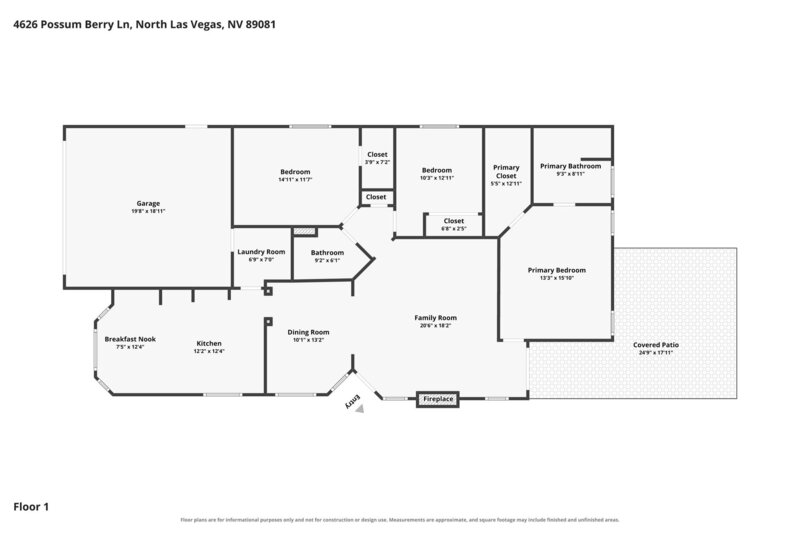2,155/Mo, 4626 Possum Berry Lane North Las Vegas, NV 89081 Floorplan View