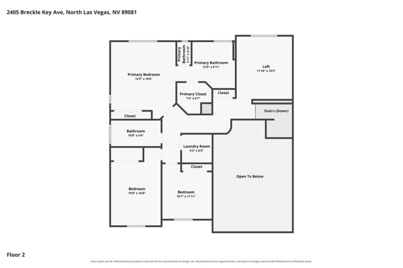 2,565/Mo, 2405 Breckle Key Avenue North Las Vegas, NV 89081 Floorplan View 2