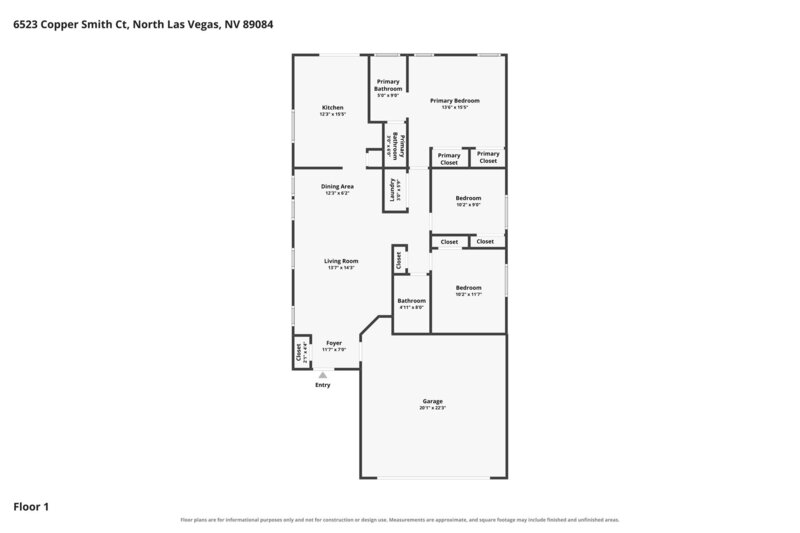 1,920/Mo, 6523 Copper Smith Ct North Las Vegas, NV 89084 Floorplan View