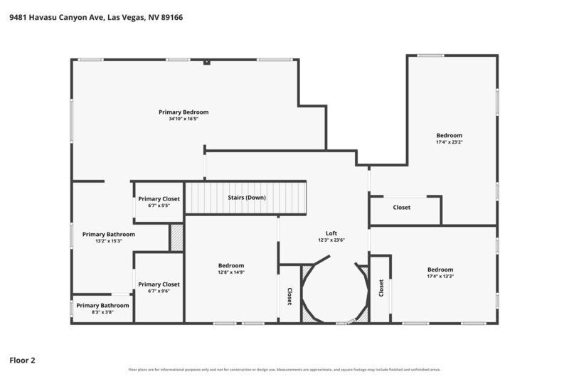 2,340/Mo, 9481 Havasu Canyon Ave Las Vegas, NV 89166 Floorplan View 2