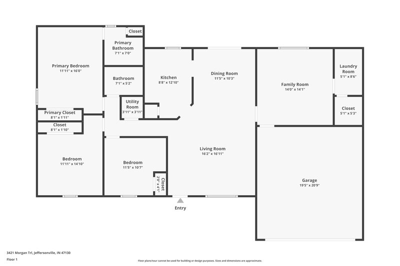 1,865/Mo, 3421 Morgan Trail Jeffersonville, IN 47130 Floor Plan View