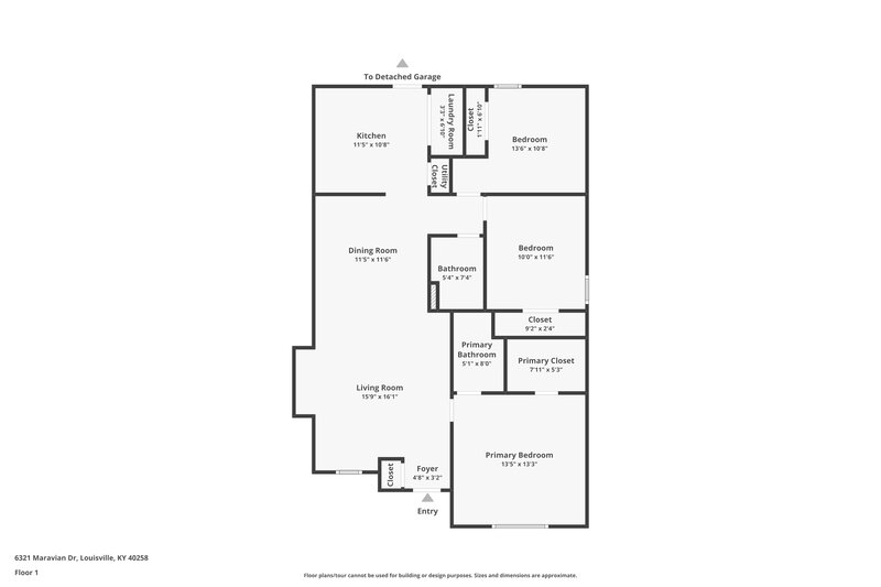 1,645/Mo, 6321 Maravian Dr Louisville, KY 40258 Floor Plan View