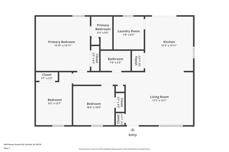 1,735/Mo, 9407 Brown Austin Rd Fairdale, KY 40118 Floor Plan View