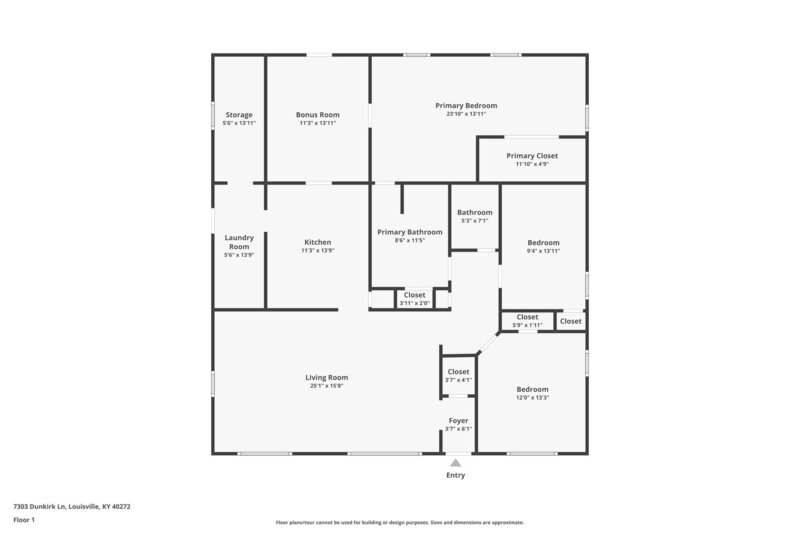 1,560/Mo, 7303 Dunkirk Ln Louisville, KY 40272 Floorplan View