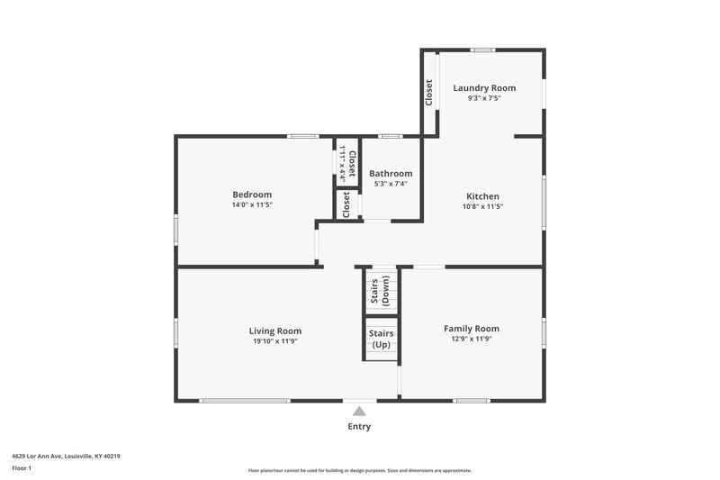 1,580/Mo, 4629 Lor Ann Ave Louisville, KY 40219 Floorplan View 2