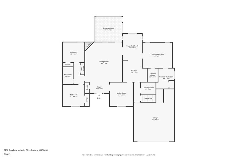1,910/Mo, 6758 Braybourne Main Olive Branch, MS 38654 Floor Plan View