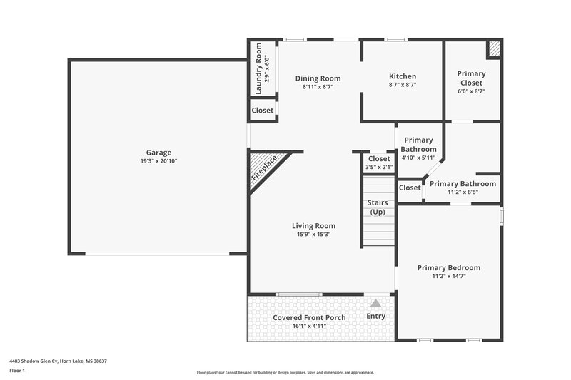 1,790/Mo, 4483 Shadow Glen Cv Horn Lake, MS 38637 Floor Plan View
