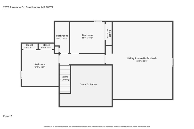 1,915/Mo, 2670 Pinnacle Dr Southaven, MS 38672 Floor Plan View 2