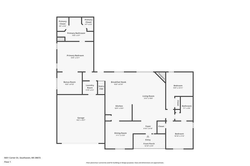 1,910/Mo, 5651 Carter Dr Southaven, MS 38672 Floor Plan View 2