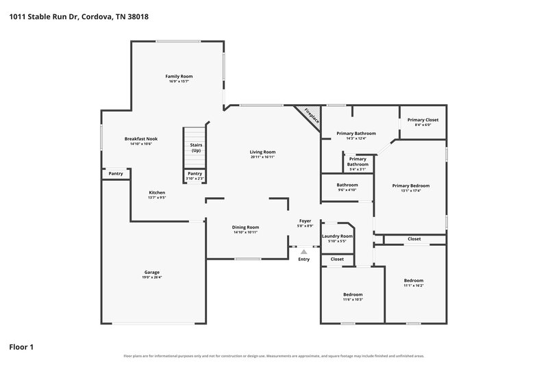 2,355/Mo, 1011 Stable Run Dr Cordova, TN 38018 Floor Plan View