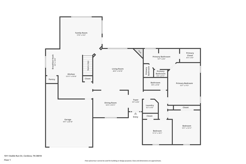 2,465/Mo, 1011 Stable Run Dr Cordova, TN 38018 Floorplan View