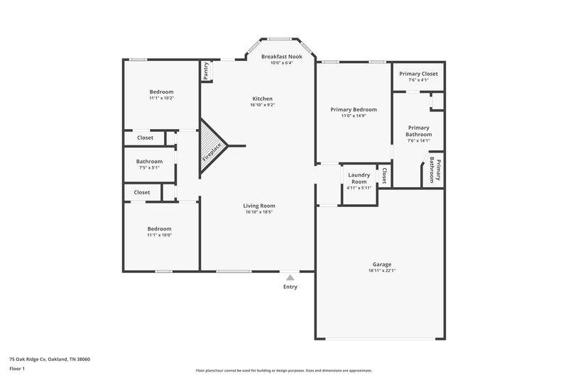 2,130/Mo, 75 Oakridge Cv Oakland, TN 38060 Floor Plan View