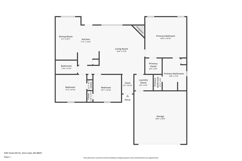 1,840/Mo, 3181 Scott Hill Cir Horn Lake, MS 38637 Floor Plan View