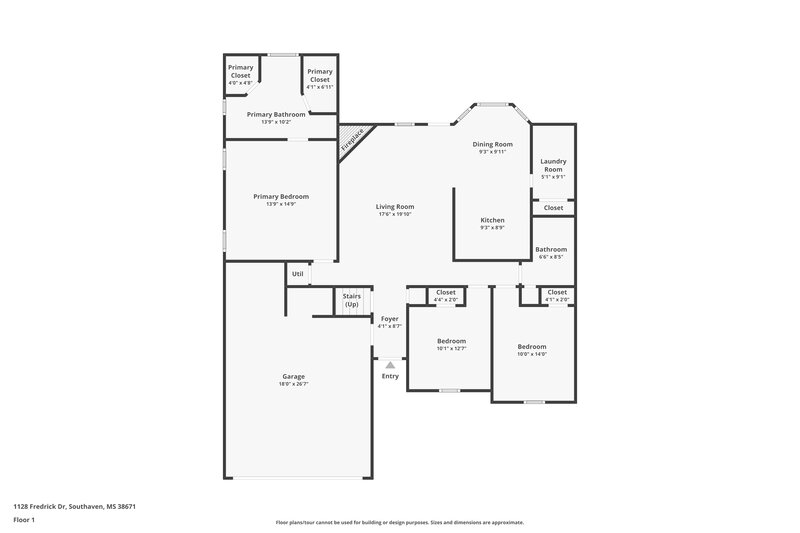1,945/Mo, 1128 Fredrick Dr Southaven, MS 38671 Floor Plan View