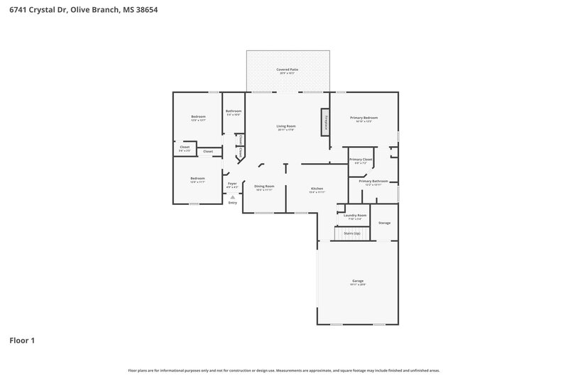 3,380/Mo, 6741 Crystal Dr Olive Branch, MS 38654 Floor Plan View