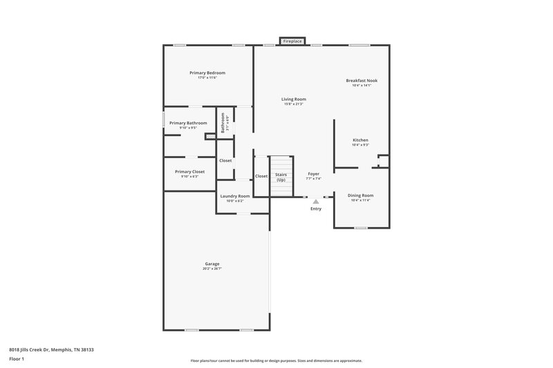 1,990/Mo, 8018 Jills Creek Dr Bartlett, TN 38133 Floor Plan View