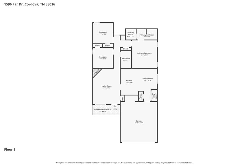 1,770/Mo, 1596 Far Dr Cordova, TN 38016 Floor Plan View
