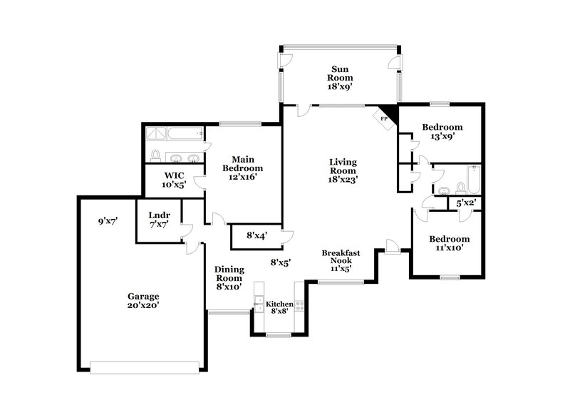 2,565/Mo, 2382 Bethany Dr Southaven, MS 38672 Floor Plan View