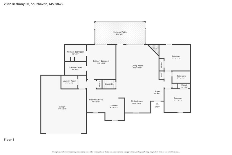2,245/Mo, 2382 Bethany Dr Southaven, MS 38672 Floor Plan View