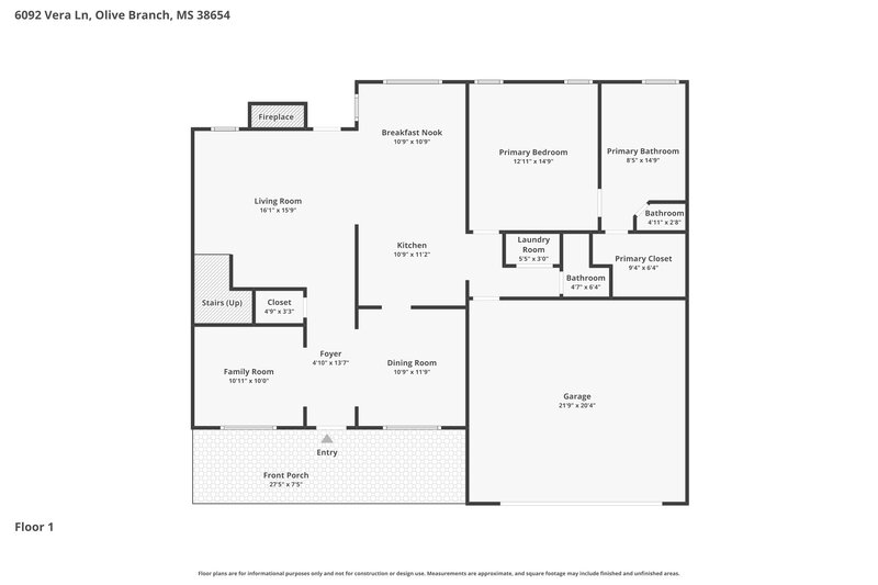 2,430/Mo, 6092 Vera Ln Olive Branch, MS 38654 Floor Plan View