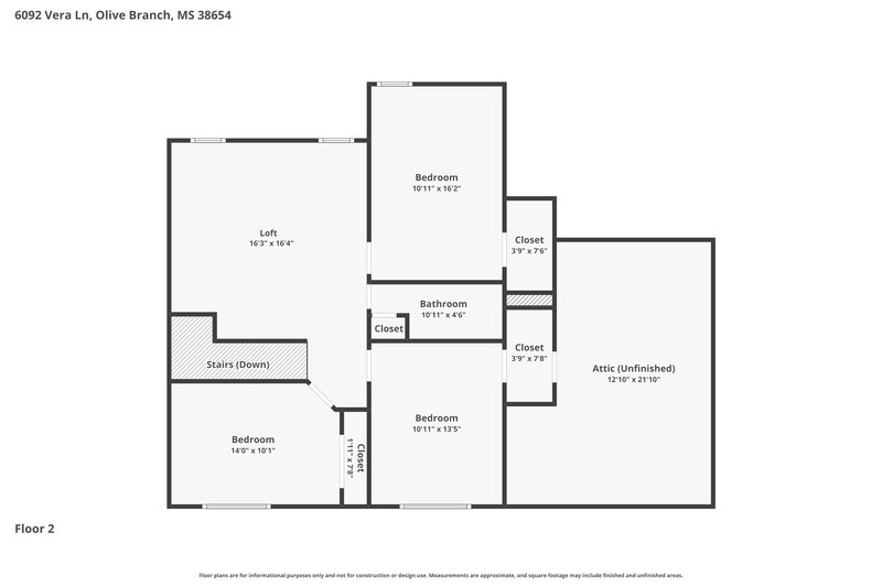 2,430/Mo, 6092 Vera Ln Olive Branch, MS 38654 Floor Plan View 2