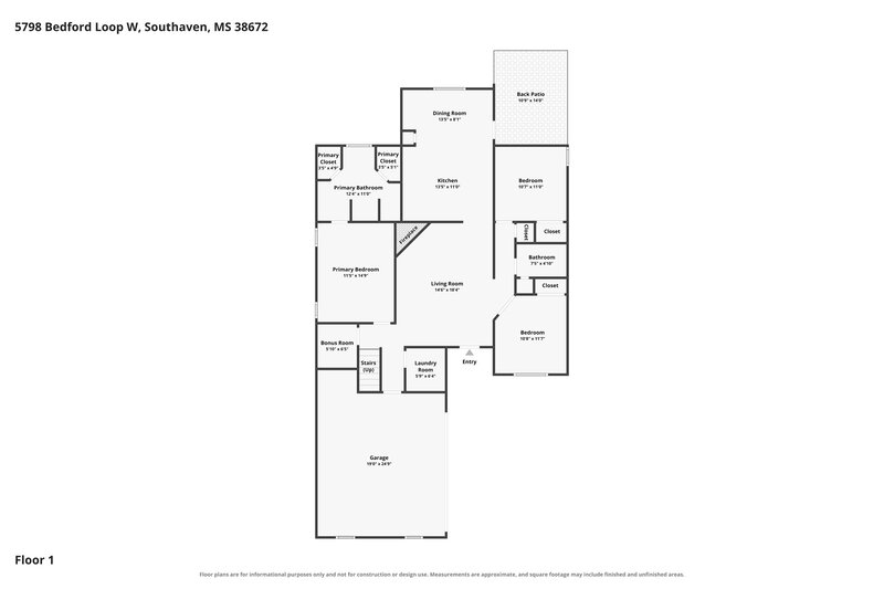 2,250/Mo, 5798 Bedford Loop W Southaven, MS 38672 Floor Plan View