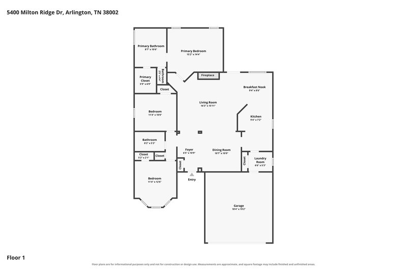 1,865/Mo, 5400 Milton Ridge Dr Arlington, TN 38002 Floor Plan View