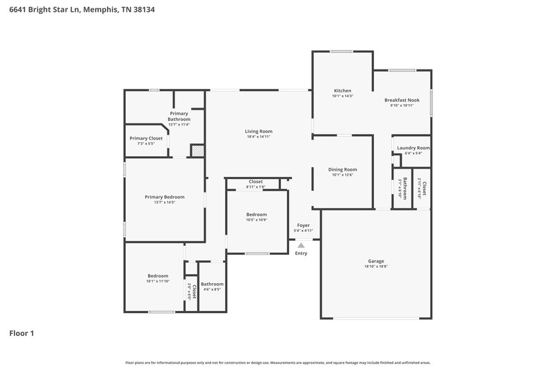 2,000/Mo, 6641 Bright Star Ln Bartlett, TN 38134 Floor Plan View