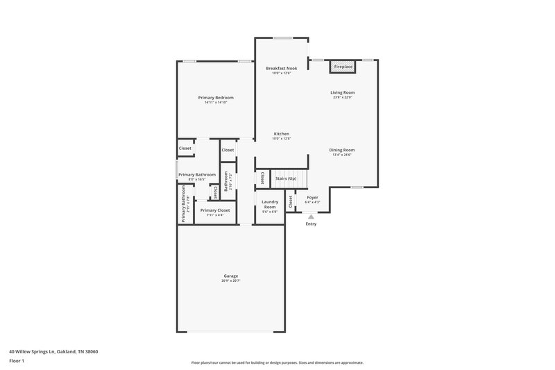 1,700/Mo, 40 Willow Springs Dr Oakland, TN 38060 Floor Plan View