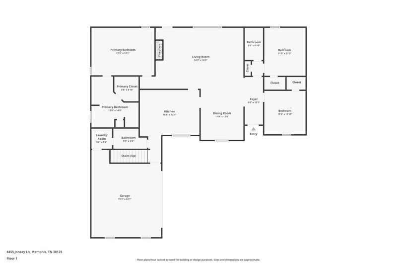 2,375/Mo, 4455 Jonsey Ln Memphis, TN 38125 Floor Plan View