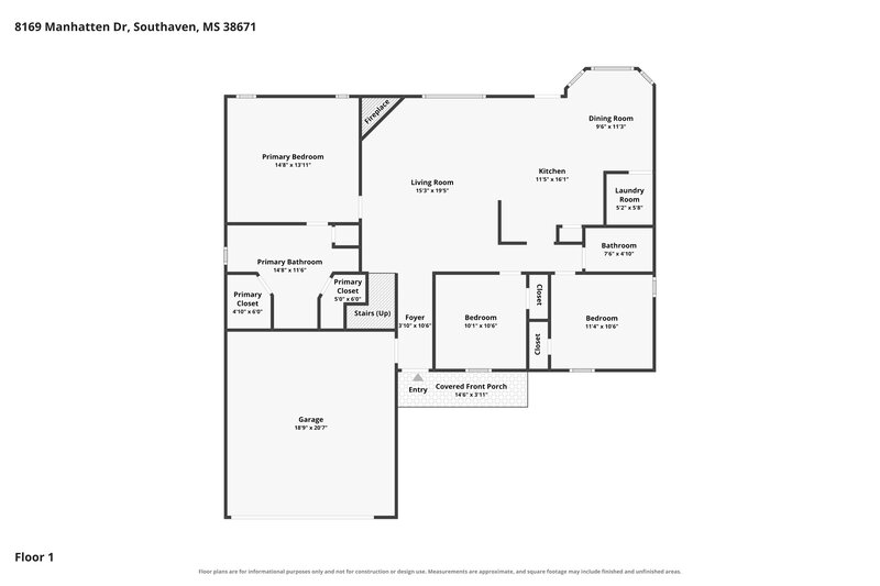 1,860/Mo, 8169 Manhatten Dr Southaven, MS 38671 Floor Plan View