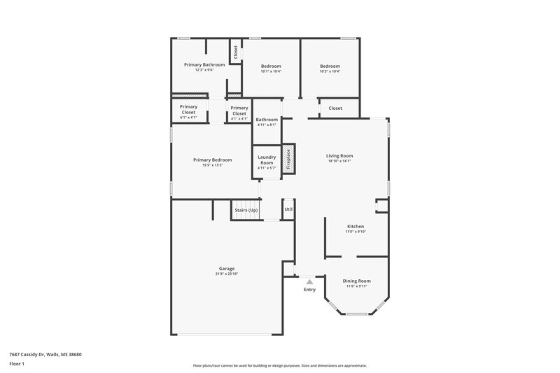 2,490/Mo, 7687 Cassidy Dr Walls, MS 38680 Floor Plan View