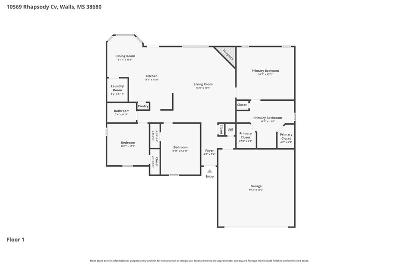 1,895/Mo, 10569 Rhapsody Cv Walls, MS 38680 Floor Plan View