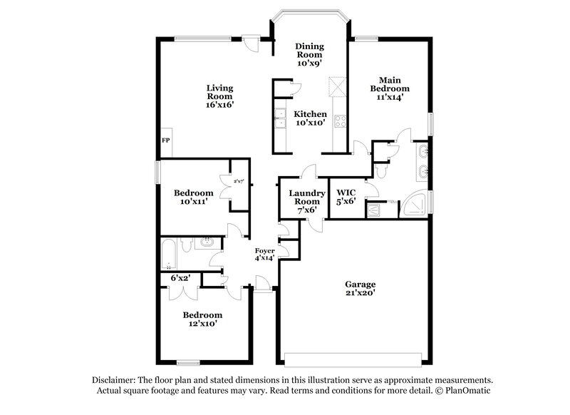 1,925/Mo, 10029 Woodland Grove Dr Lakeland, TN 38002 Floorplan View