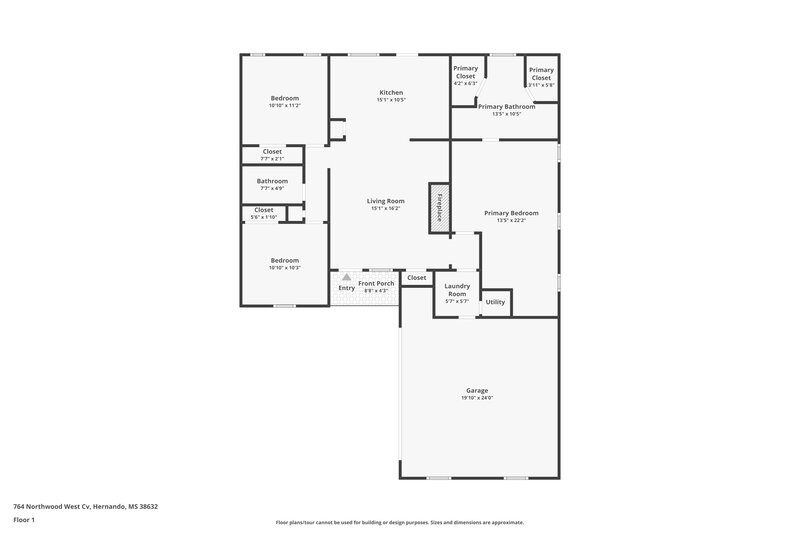 1,845/Mo, 764 Northwood West Cv Hernando, MS 38632 Floor Plan View
