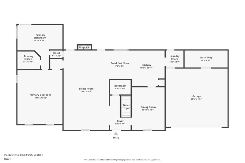 2,330/Mo, 7124 Lauren Ln Olive Branch, MS 38654 Floor Plan View